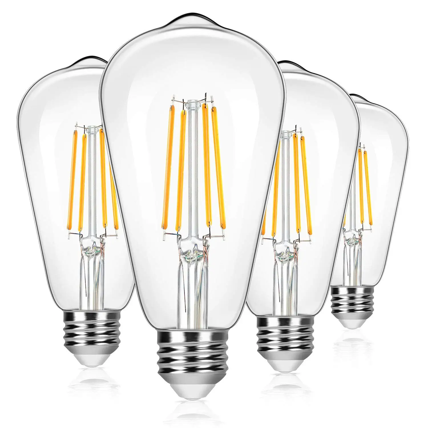 4PCS Retro LED Edison Filament Light Bulbs ST64 E27 E26 110V-220V 12W 1500LM Warm White 2700K 360 Degree Energy Lamps