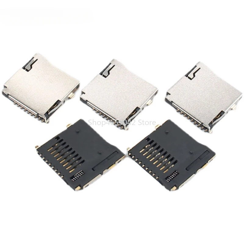 5pcs 9pin Micro SD Card Slot Connectors T-Flash Common Style Size 14*15mm TF Card Deck Self Acting Card Slot Pop-up