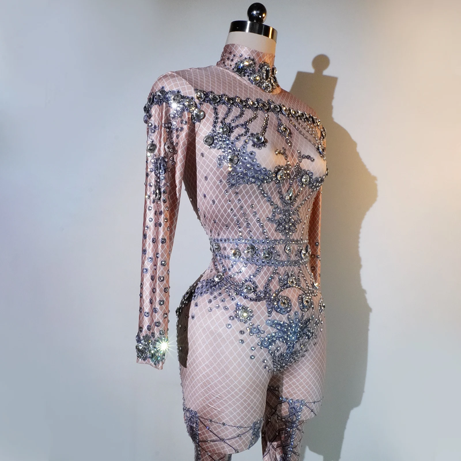 Festival Sparkle Overall Frauen Sexy Langarm Pole Dance Kostüm Nachtclub Party Bühne Showgirls Body Club Tragen ​