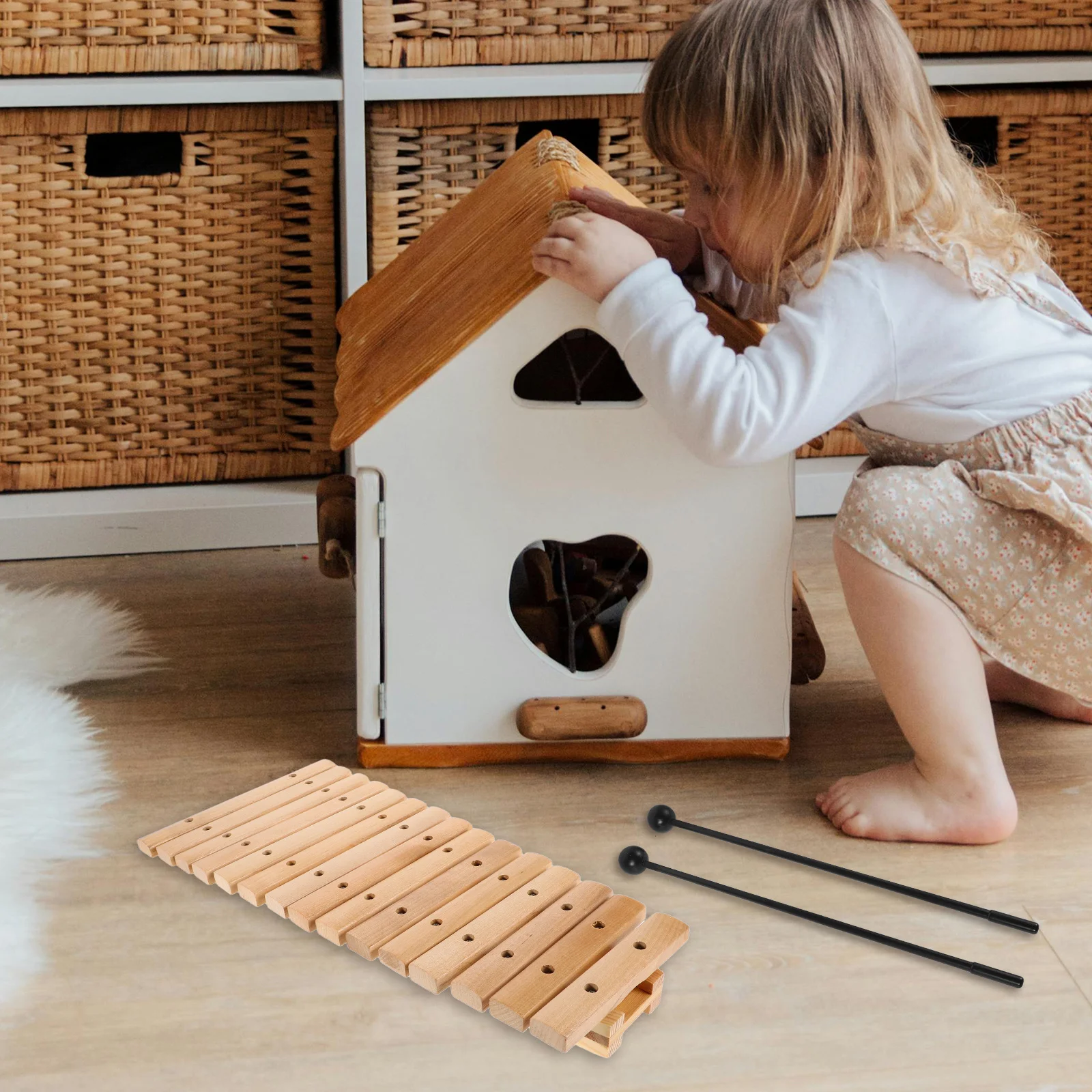 

15Tone Orff Percussion Instrument Wooden Xylophone for Toddler Educational Musical Exploration Montessori Xylophone