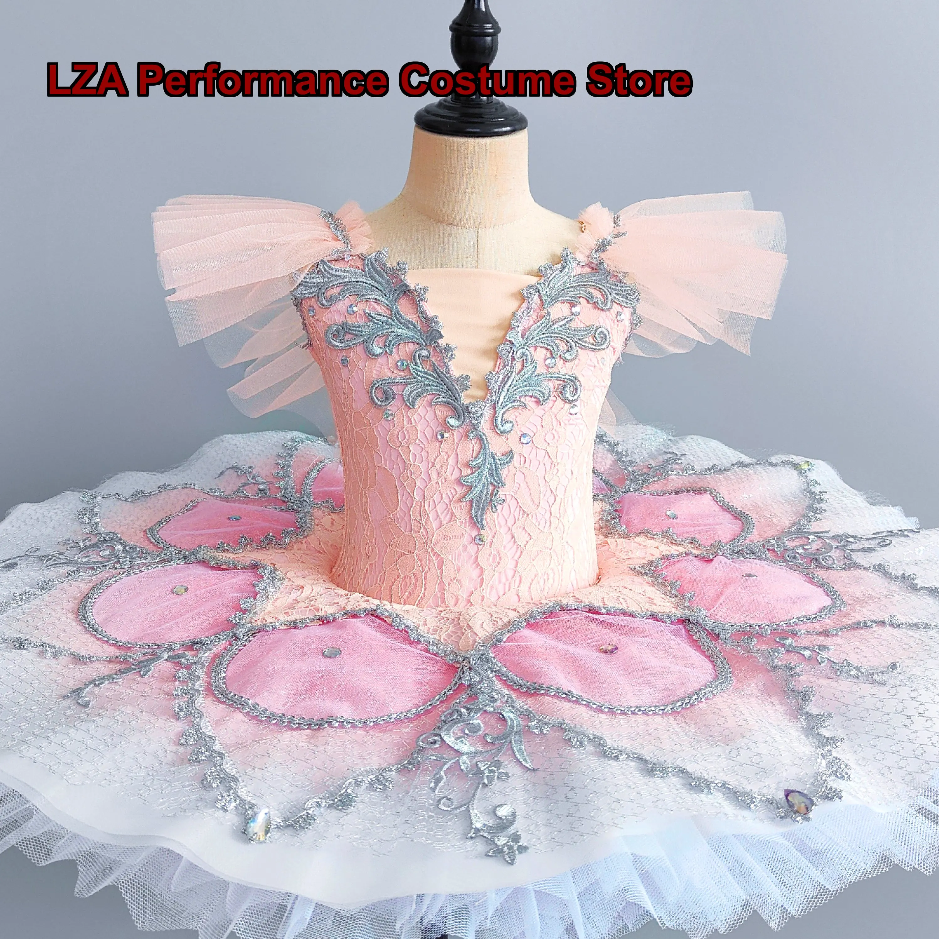 Children's Little Swan Puffy Mesh Tutu Dress Professional Performance Show Kids