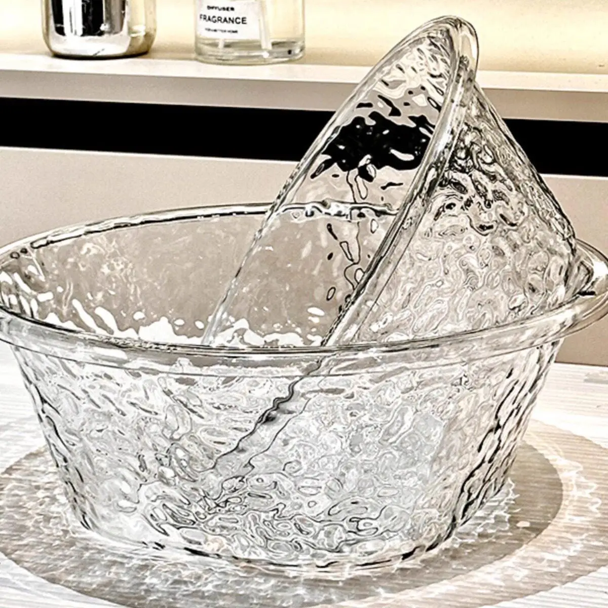 

Акриловая ванночка для умывания для салонов красоты, премиум-класса, с узором «Ледник», прозрачная, для ухода за кожей, круглая, пластиковая