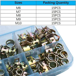 75Pcs 60pcs/set 6-15mm Vacuum Spring Fuel Oil Water CPU Hose Clip Pipe Tube for Band Clamp Metal Fastener 65MN Manganese Steel