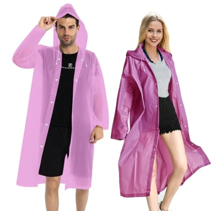 COOY Rain Coats 2 Pack - Reusable EVA Rain Ponchos For Adults Rain Jackets Raincoats For Men Women