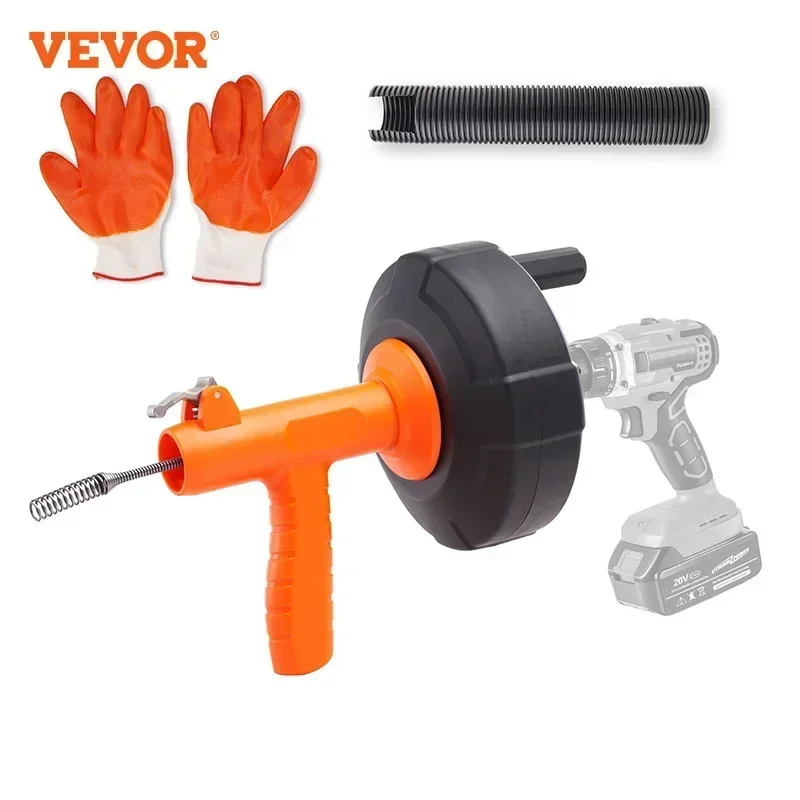 

VEVOR Drain Auger 25Ft Plumbing Snake Auto/Manual Feed Pipe Snake Drain Clog Remover for Kitchen Bathroom Shower Sink