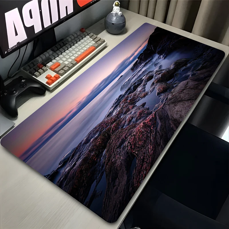 Mouse Pad Gamer Novo com Impressão HD de Paisagem Natural, Tapete para Laptop, Teclado e Mesa, Antiderrapante, Macio e Extensível