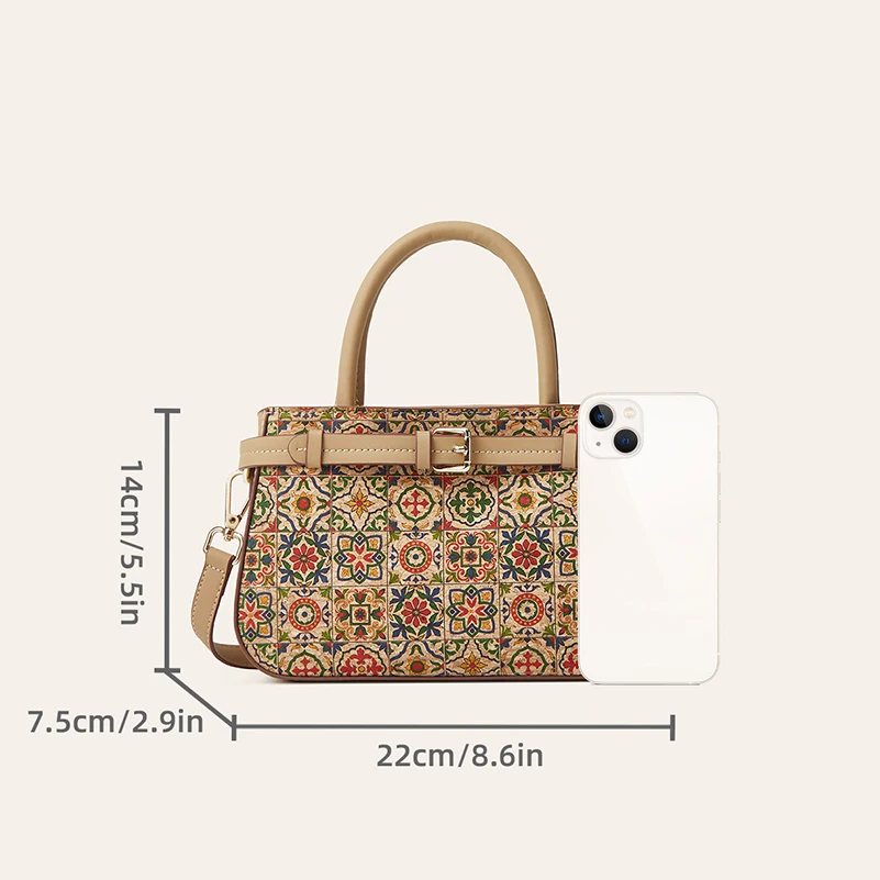 Crossbody Bags  Retro Cork Leather Leopard National Flower Printing Cross Light Protable Flap Cover Hasp Shoulder Bag