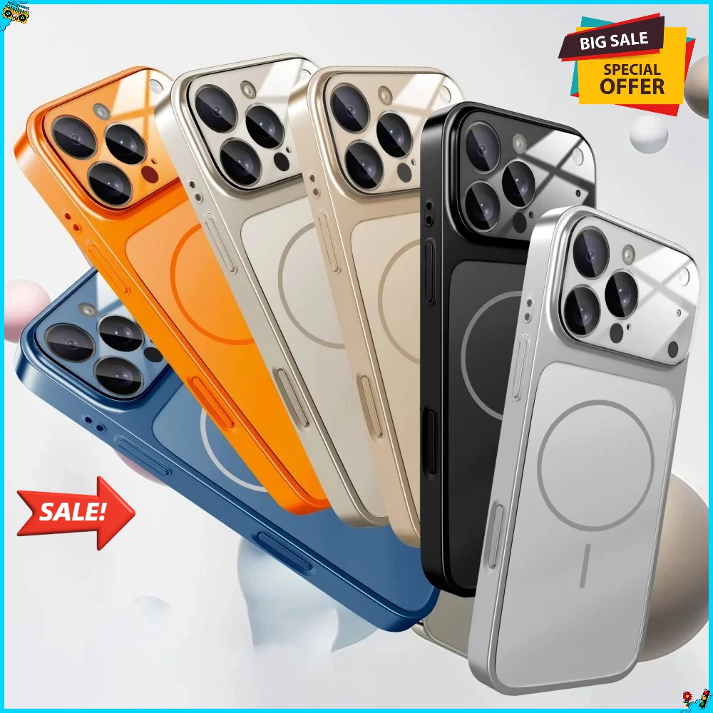 Funda original iPho/ne 17 Air Pro Max de vidrio nano arenado; Funda protectora magnética para carga inalámbrica MagSafe; Estilo armadura