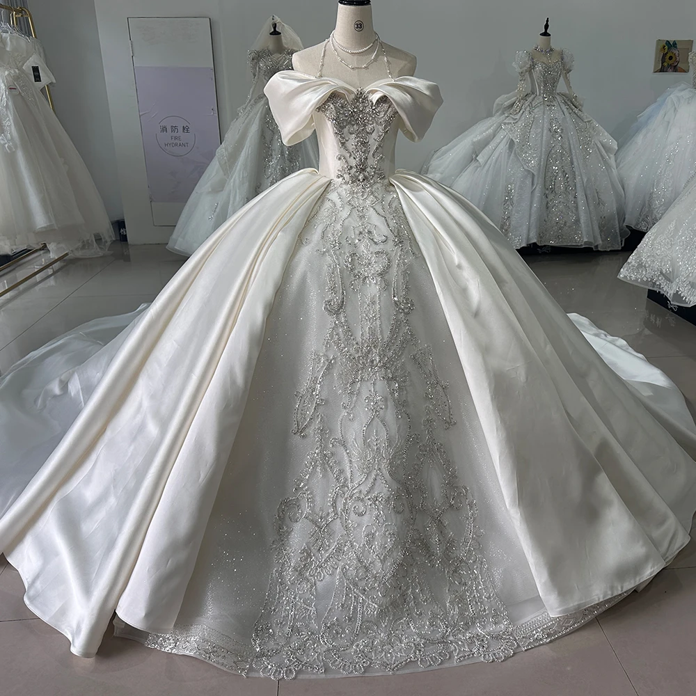 Jancember Exquisite Stylish Wedding Gown For Bride 2024 Ball Gown SequinsSweetheart Chapel Train Beading Robe De Mariée XS034