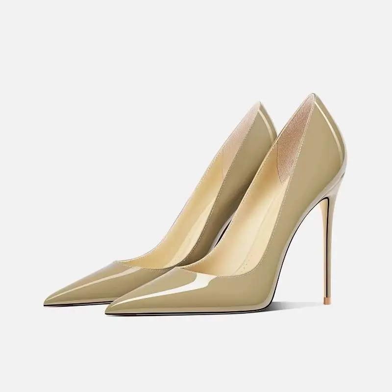 New style versatile slim heel light mouth yellow pointed high-heeled shoes for women, not tiring feet, single shoe