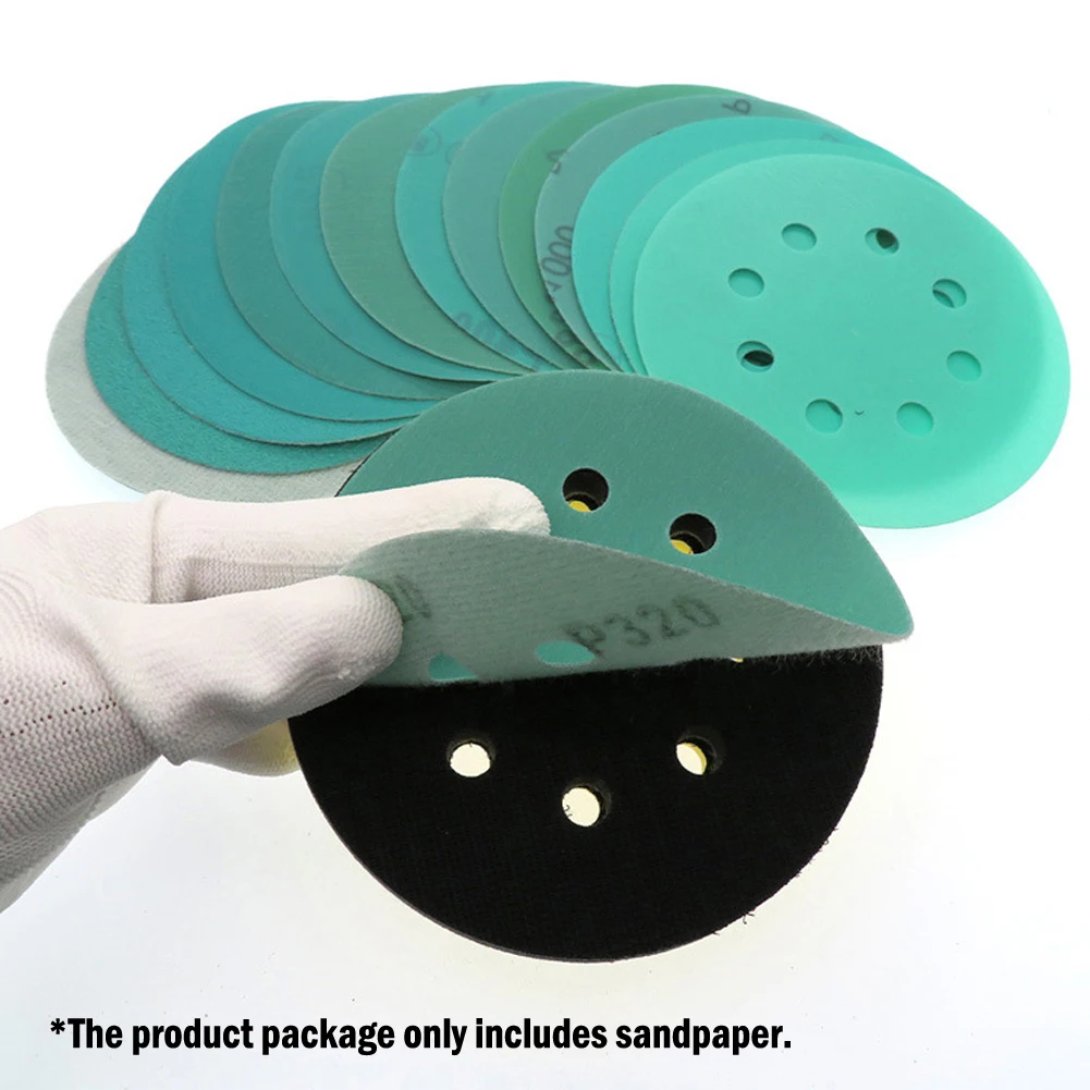 5Pcs 5Inch 8-Hole Green Film Sandpaper Wet Dry Green Sanding Discs 60-2000Grit Abrasive Tools For Polishing Furniture Wood Metal