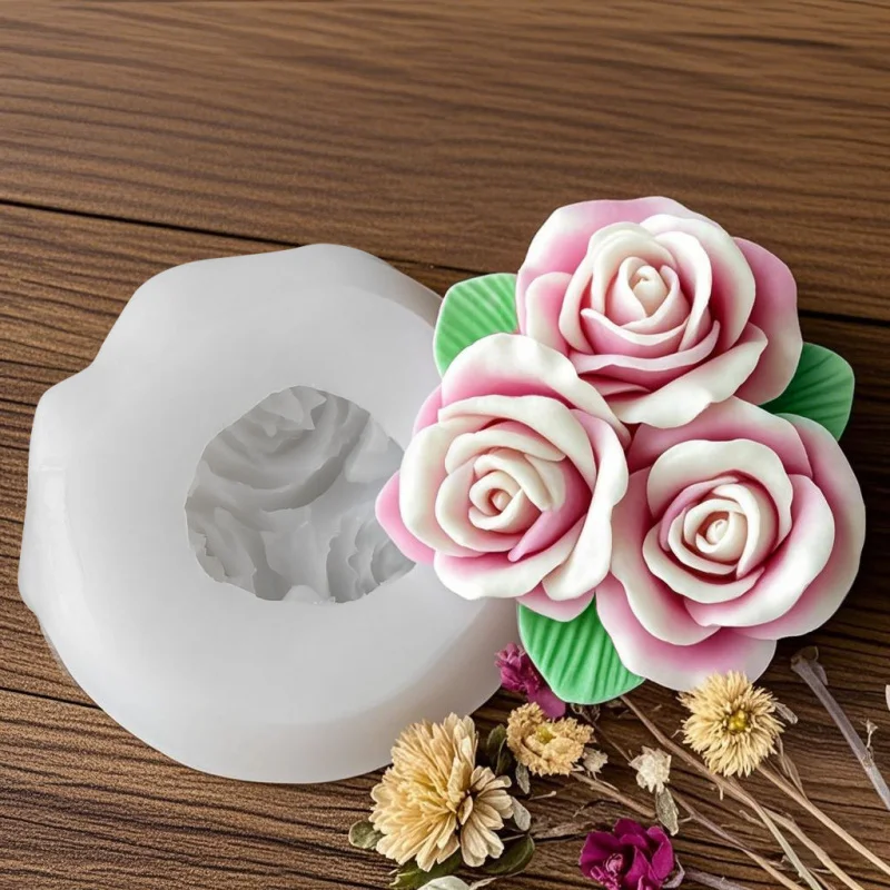 

4pcs Romantic 3D Rose Mold: Elegant Silicone Mold for Luxurious Cake Toppers and Home Fragrance Gifts