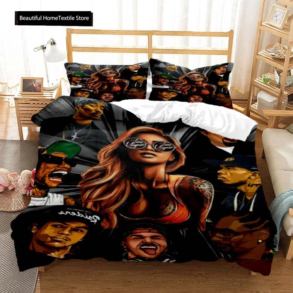 

Hip Hop Rapper Bedding Set Boys Girls Twin Queen Size Duvet Cover Pillowcase Bed Boys Adult Fashion Home Textileextile