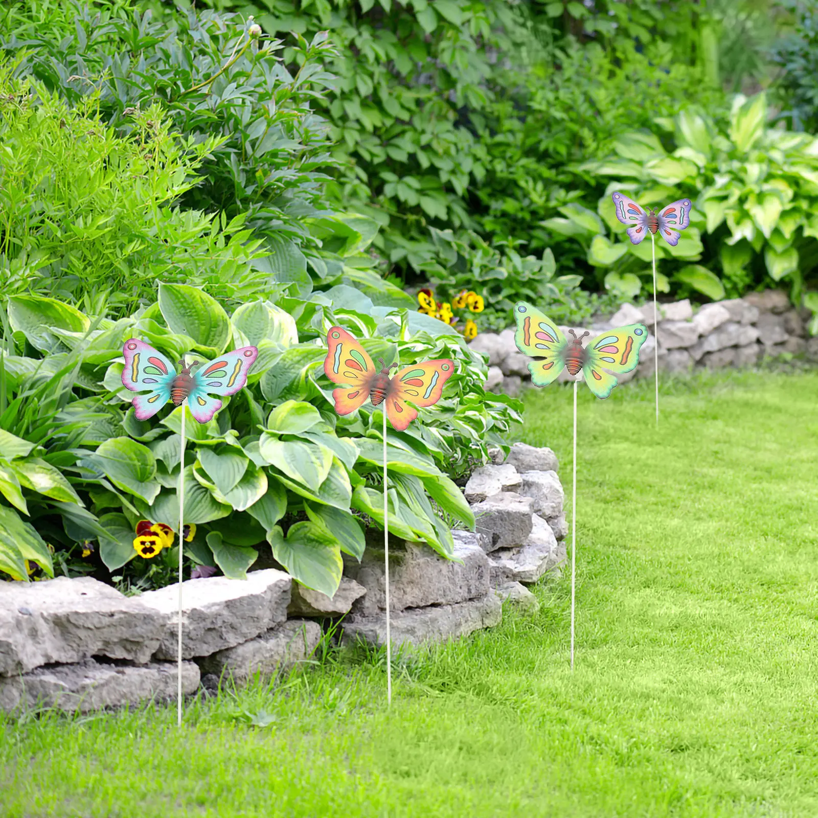 

Набор из 4 разноцветных декоративных садовых колышков-бабочек для двора, уличные украшения, подарки для сада
