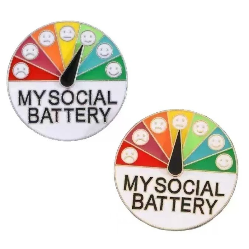 

Humor Mood-Boosting Energy Pin Slide-on brooch with a social battery Unisex Enamel Pin Handbags & Accessories Gifts for Children