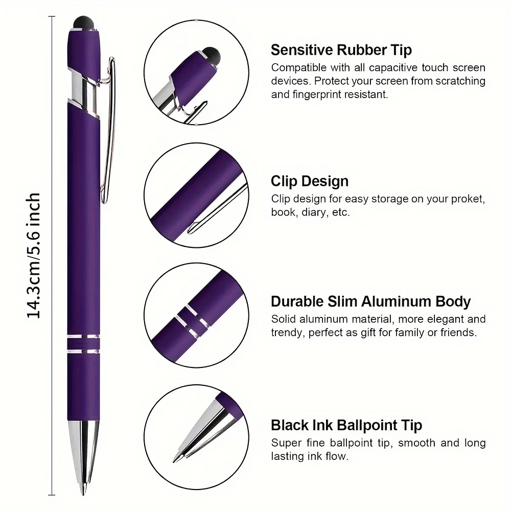 10/20/30 Stück Kugelschreiber in zufälliger Farbe, einziehbarer Multipack, 2-in-1-Stifte-Set mit Stylus-Spitze, schwarze Tinte, lustige Stifte für die Arbeit – Detail 6