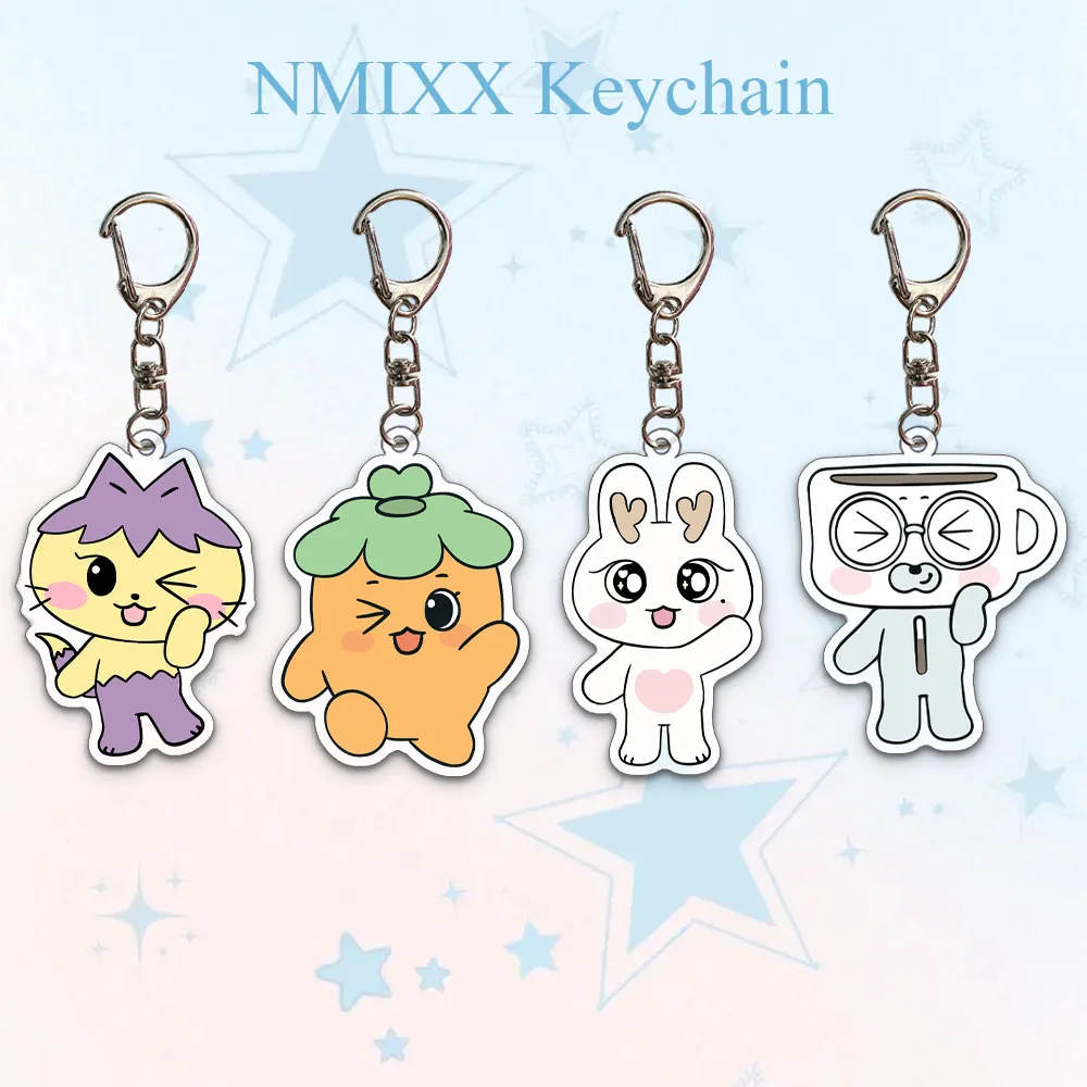 1/6個 Kpop NMIXX アクリルキーホルダー スリウン ジウ ベイ 漫画フィギュアキーリング バッグキーデコレーション ヘウォン リリー キュジン ファン記念品ギフト