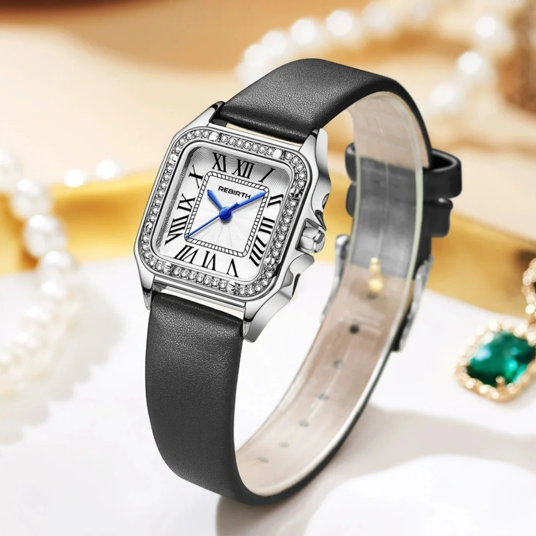 

REBIRTH 2038, женские элегантные кварцевые наручные часы с кожаным ремешком, повседневные женские часы-браслет с комплектом часов, Reloj Mujer