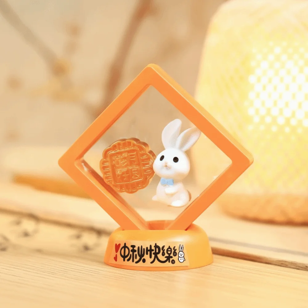 Creative Mini Mid-Autumn Ornament Cute Colorful Rabbit Mooncake Display Box Floating Box Decorative Rabbit Mooncake Figurines