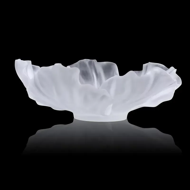 Wholesale OEM ODM Eco-Friendly Handmade Glass Crystal Rose Dessert Fruit Plate Customized Size Color Logo Romance Style Party