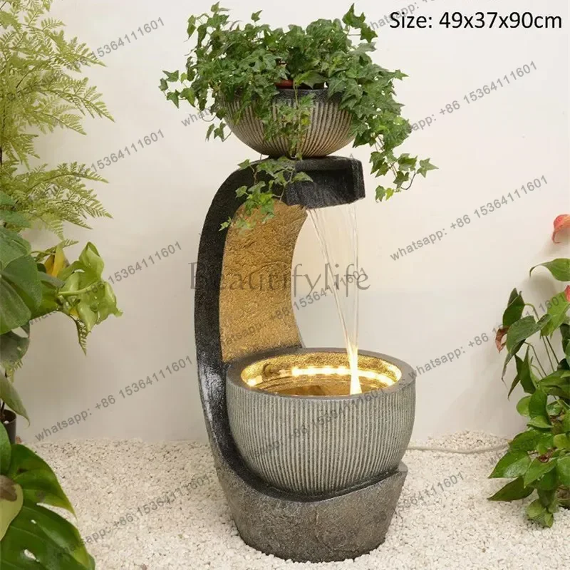 LJY  rockery fountain feng shui wheel lucky flow ornament living room circulating water landing opening gift office decoratio