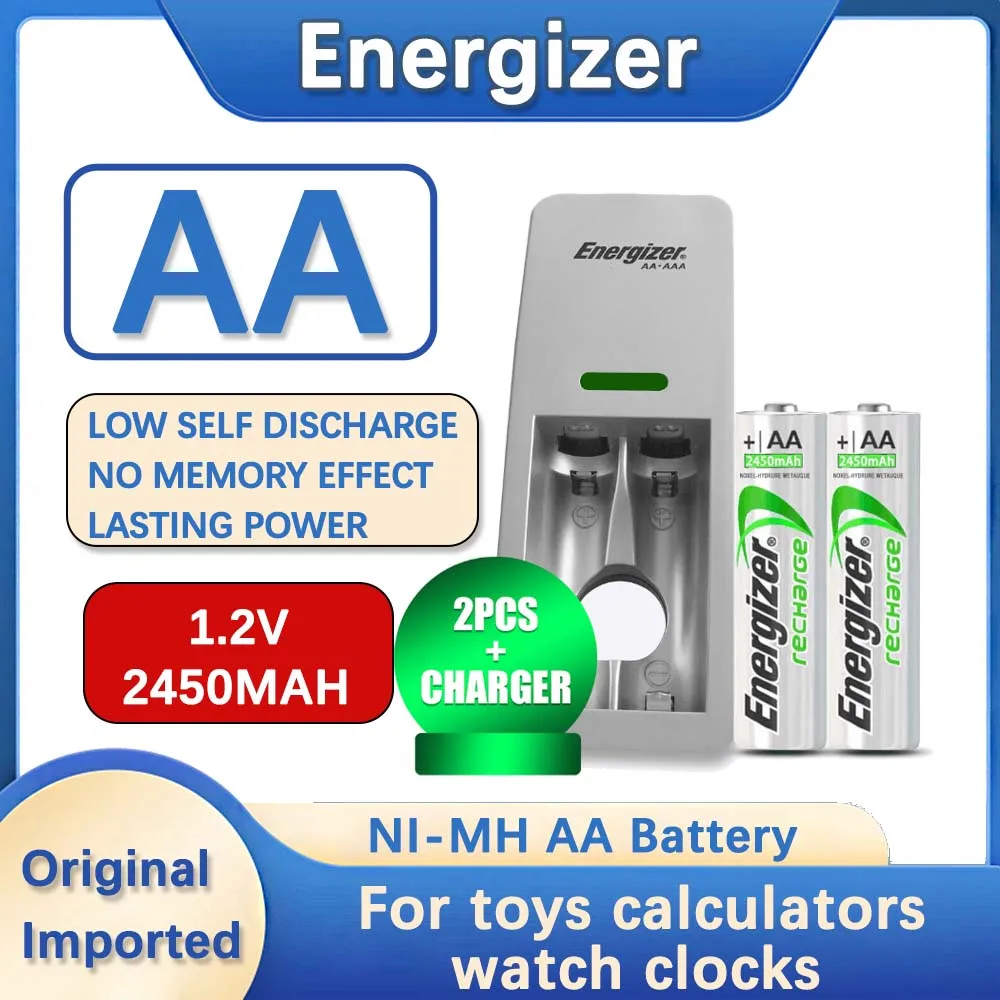 New Energizer Eneloop 2450mAh AA 1.2V NI-MH Rechargeable Batteries For Electric Toys Flashlight Camera Pre-Charged Battery