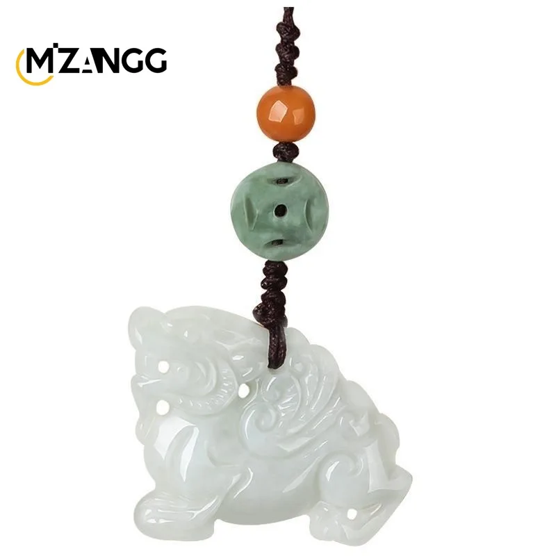 Originele Natuurlijke Een Goederen Jadeite Kirin Mobiele Telefoon Hangers Chinese Stijl Mode Sleutelhanger Opknoping Mannelijke En Vrouwelijke Mascottes