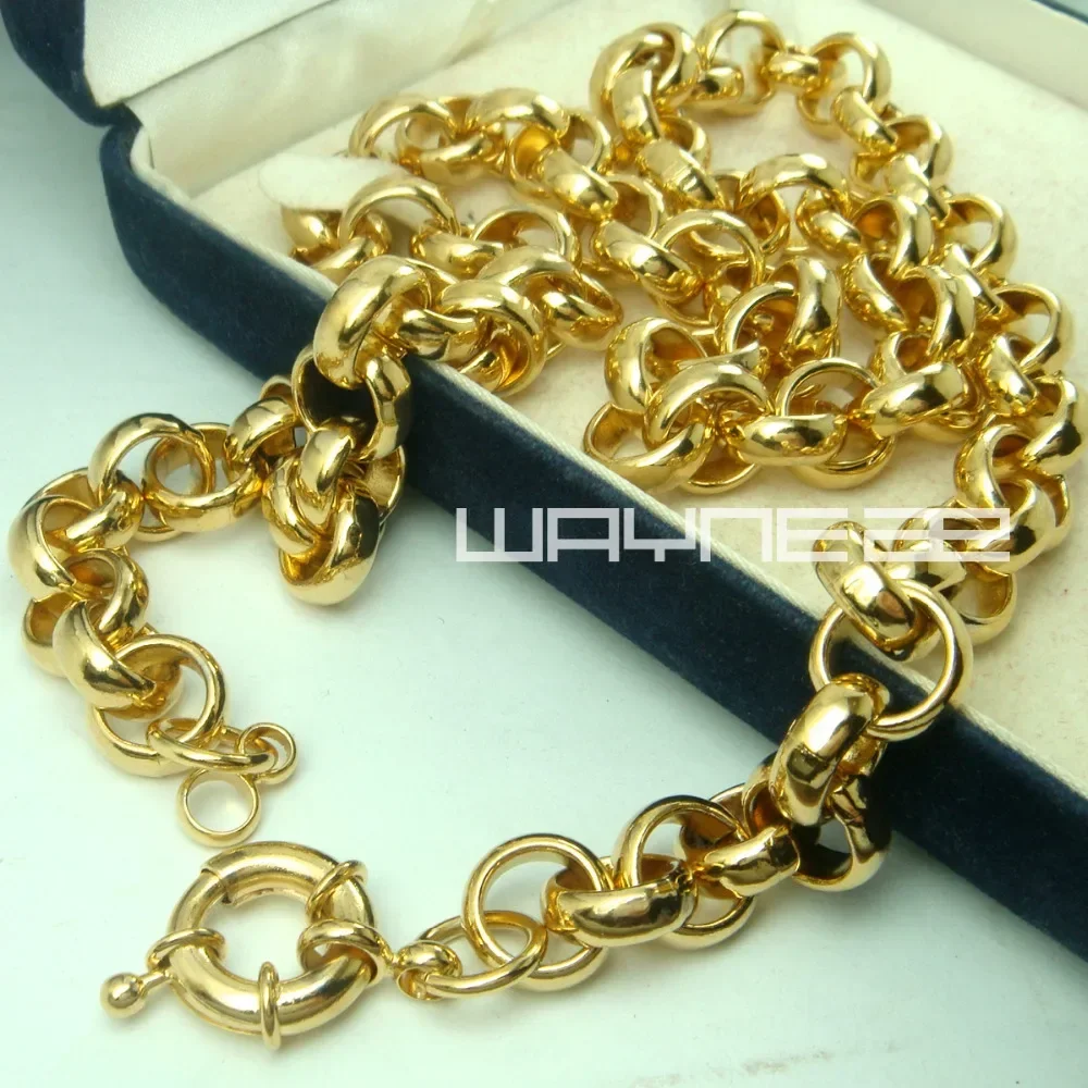 Gold color Link men solid chain necklace  N221