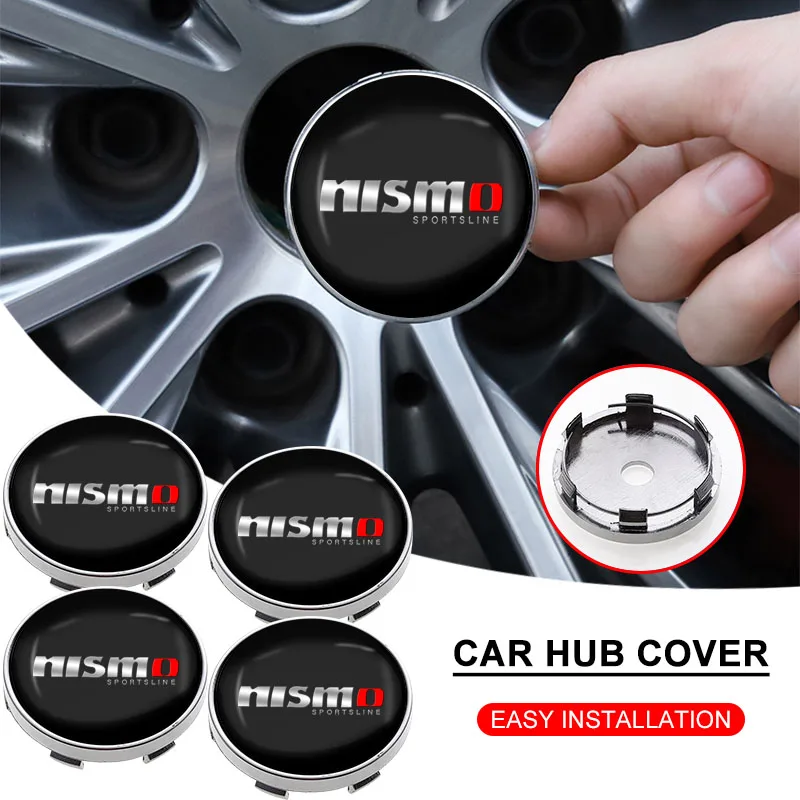 4 Uds 60mm estilo de coche tapacubos centrales de rueda pegatinas insignia emblema para Nismo Logo emblema R34 GTR Tiida Sylphy Teana Qashqa