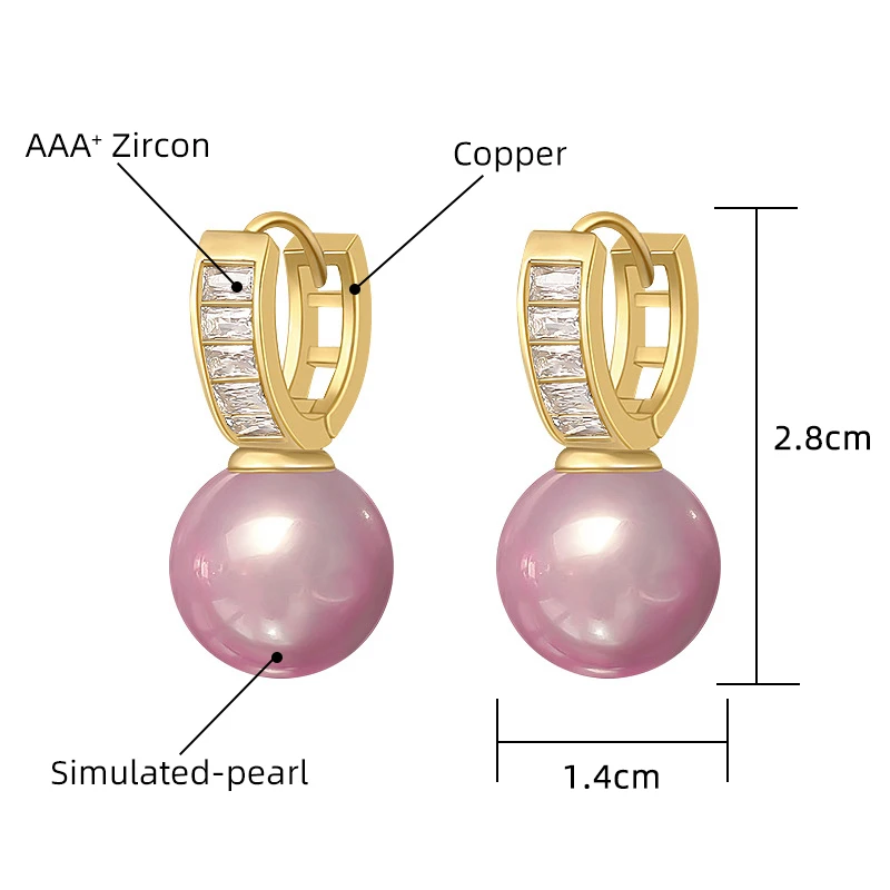 New Design Zircon Simulated Pearl Dangle Earrings For Women Fashion Elegant Drop Earring Party Jewelry Birthday Gift For Female