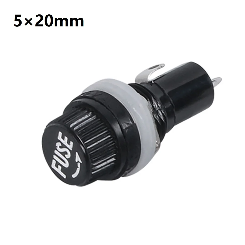 Panel Mount Fuse Socket Supporting 5x20mm and 6x30mm For Glass Fuses 10A 250V with Bakelite Nut and Solder Lug Connection Points