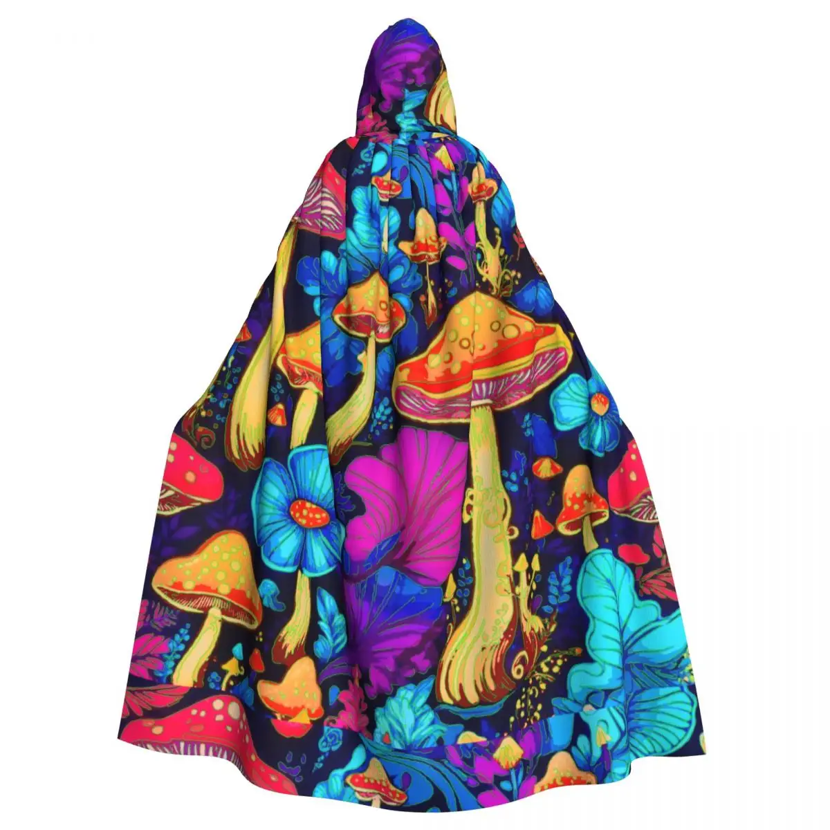 Psychedelic Mushroom Sprin Unisex Witch Party Reversible Hooded Adult Vampires Cape Cloak