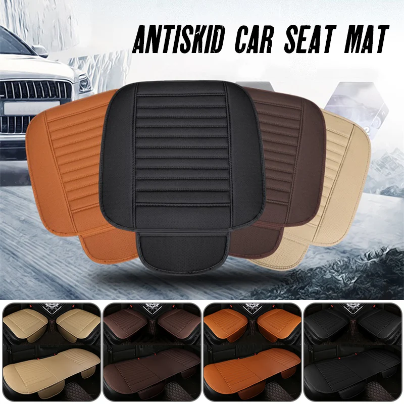 

3pcs Set Car Seat Cover Protector Breathable Faux Leather Universal Auto Seat Cushion Shock Absorption Mat Fit Most Vehicle