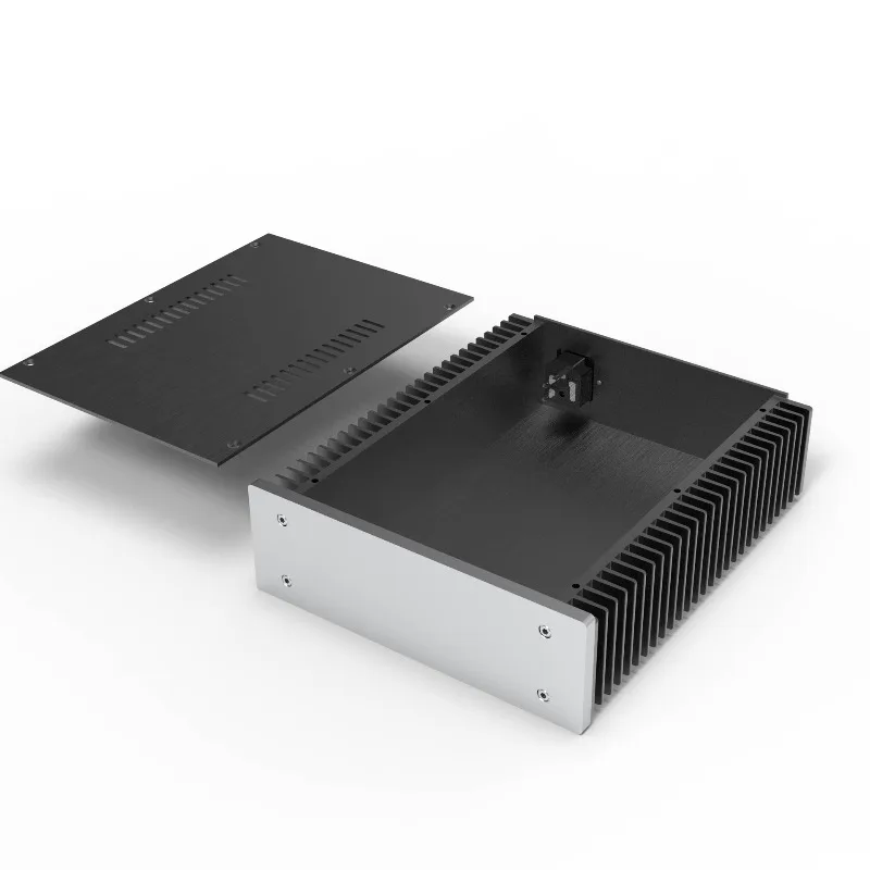 All-Aluminum DIY Audio Chassis Case 2107 with Side Heat Sinks for Amplifier