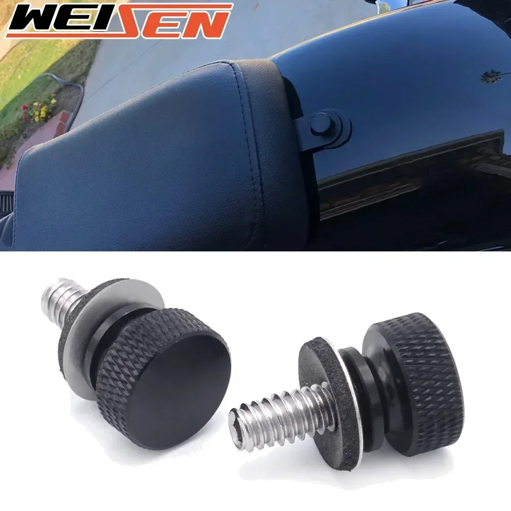 2 pcs Black Billet Aluminum Hard Anodized 1/4 inches Seat Screw Thumb Bolt For 1986-2024 Harley-Davidson