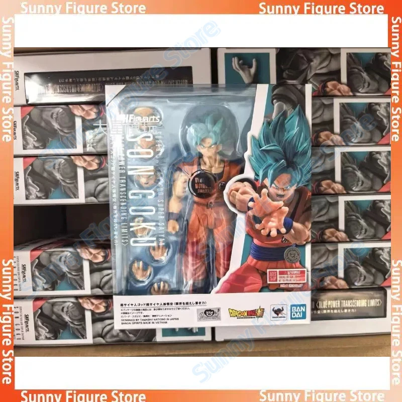 In Stock Bandai S.H.Figuarts SHF Dragon Ball Super Saiyan God Son Goku Blue Power Transcending Limits Action Figure Toys Model