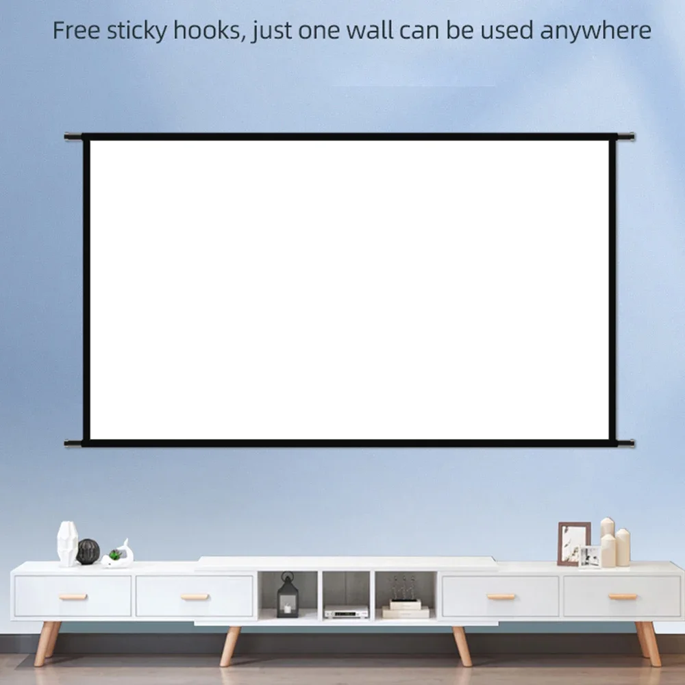 MIXITO Wall Mounted Projector Screen Shredded Milk 60-120 Inch White Wrinkle-Free 160° Viewing Angle Screen Home Theater Indoor