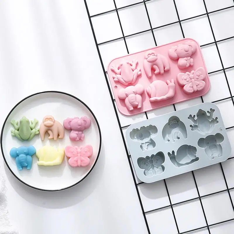 Animal Silicone Molds Candy Chocolate Molds Silicone 6-Cavity Silicone Baking Mould For Gummy Cake Chocolate Candy Dessert