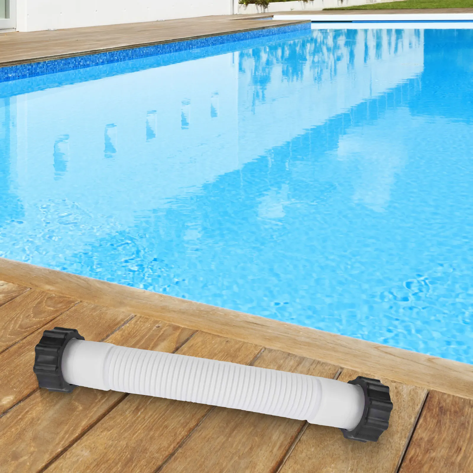 

Sleek and Functional PE Material Swimming Pool Hose Works Perfectly With Your Equipment Measuring Fourteen Inches