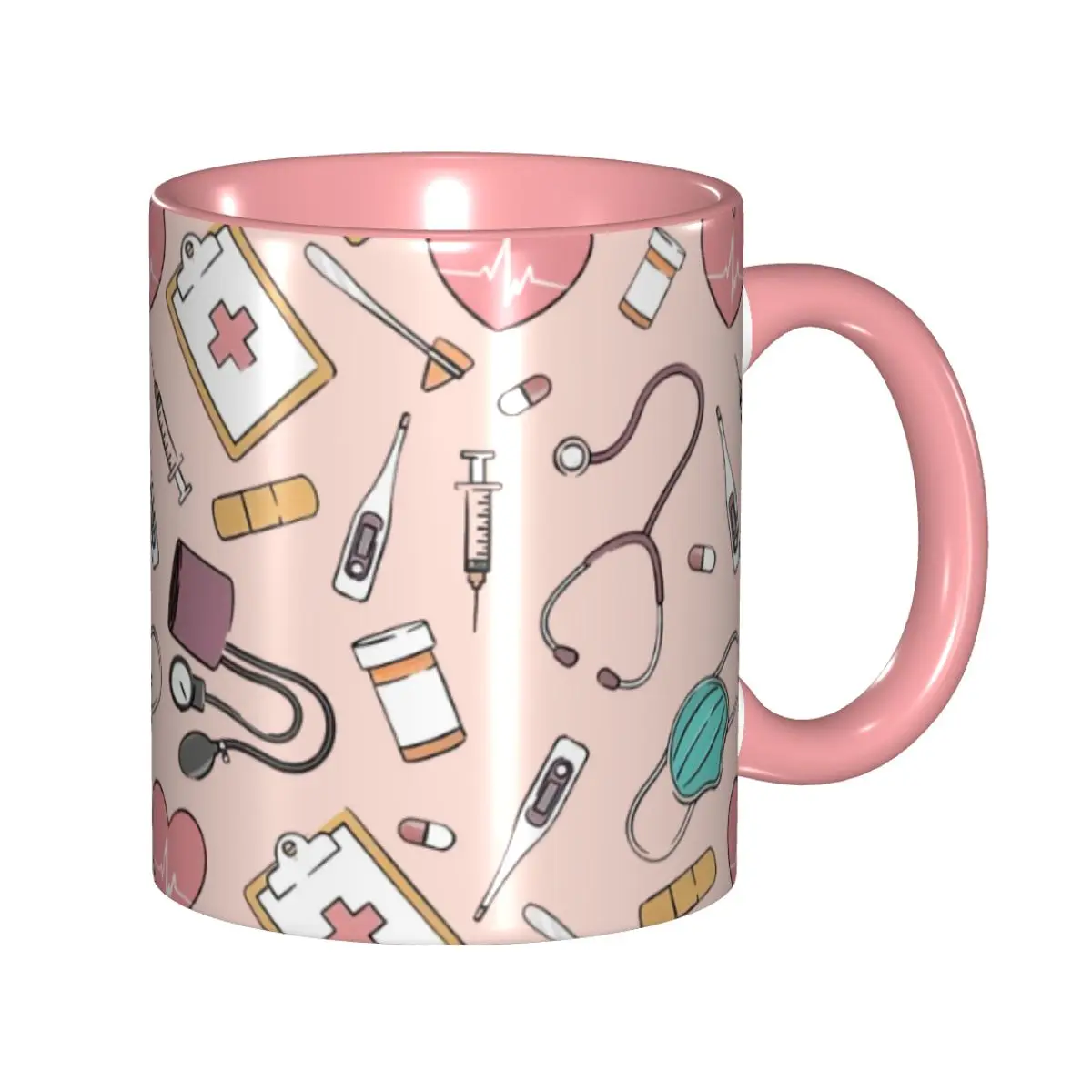 Tazas de café de enfermera de Doctor rosa, taza de té de la leche de cerámica personalizada DIY de Enfermera En Apuros