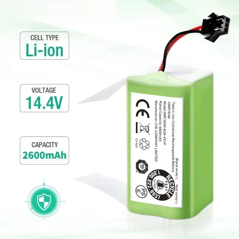 

14.4V 2600mAh Replacement Battery for Conga Excellent 990 1090 1790 1990 Deebot N79S N79 DN622 Robovac 11 Tesvor X500
