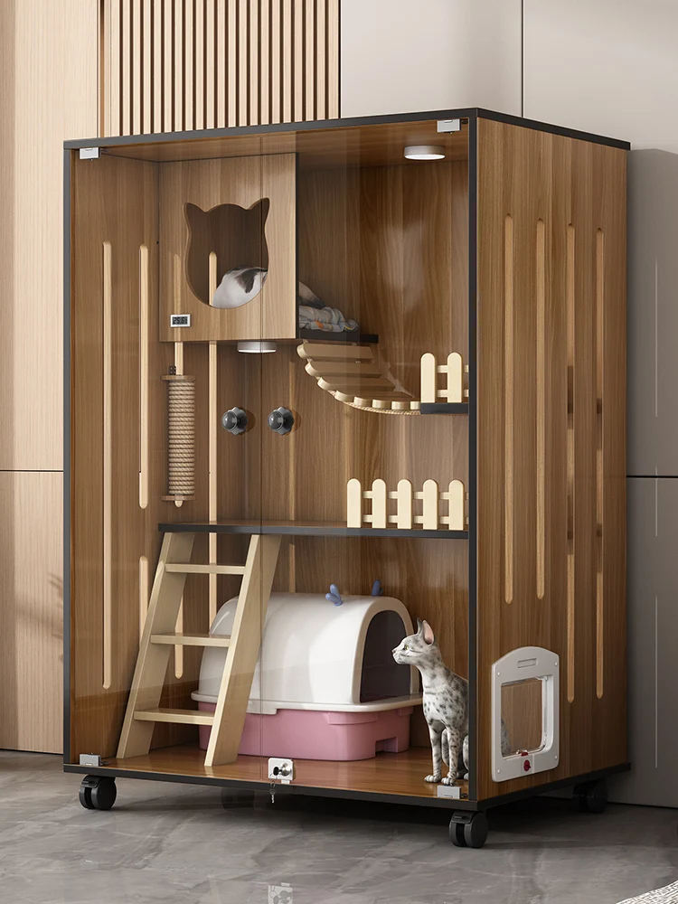 

Cat cage cat villa small apartment household indoor two floors large space cabinet climbing frame double floor does not