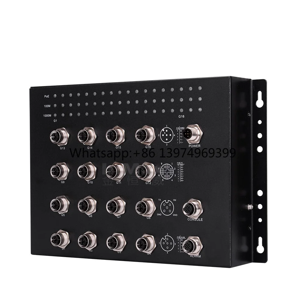 InMax Manufacturer M12 Switch 16 Port Railway Metro Subway Vehicle 9V 12V 24V 36V Gigabit Managed Industrial Ethernet Switch