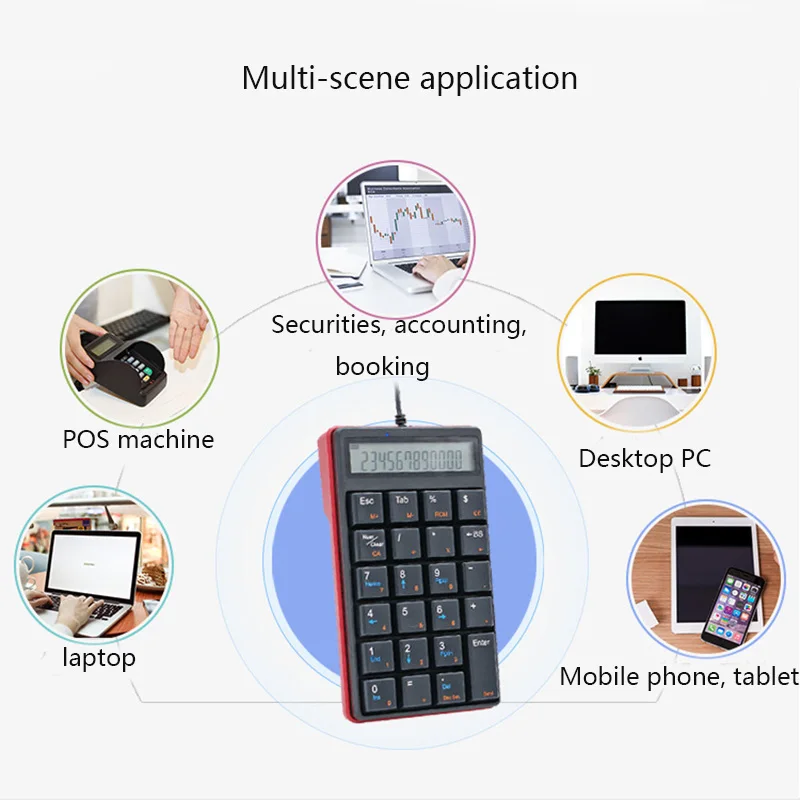 USB Wired Number Pad, 24 Keys Portable Numeric Keypad Keyboard with Calculator for Laptop Computer,Compatible with Windows OS