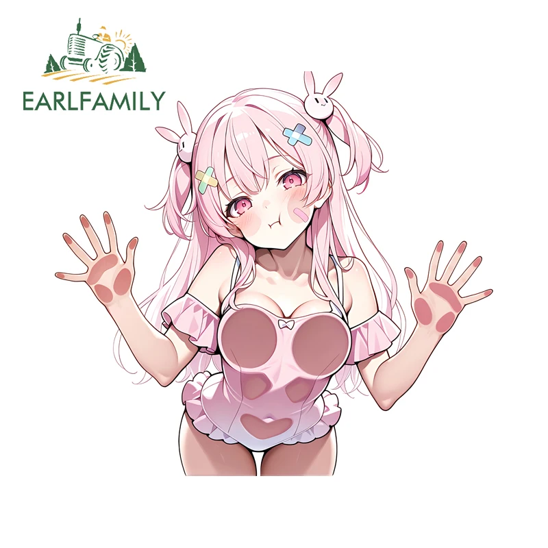 

EARLFAMILY Loli Face To Face Glass Car Stickers Personality Anime Creative Stickers Track Trunk Decals Suitable For RV ATV