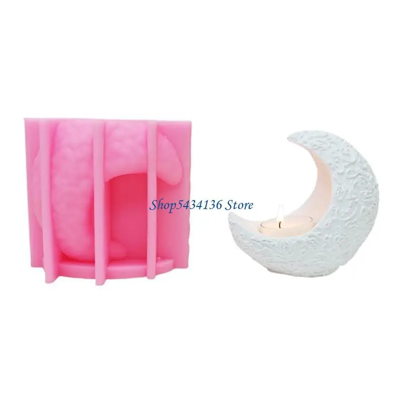 

H7ED силиконовые формы в форме луны для эпоксидной смолы, держатель для свечей, гипсовые украшения, силиконовые формы для