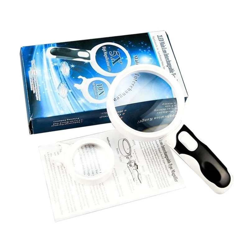 2.5X/10X Magnifier LED Illuminated Handle Reading Glass for Elders TOP ones