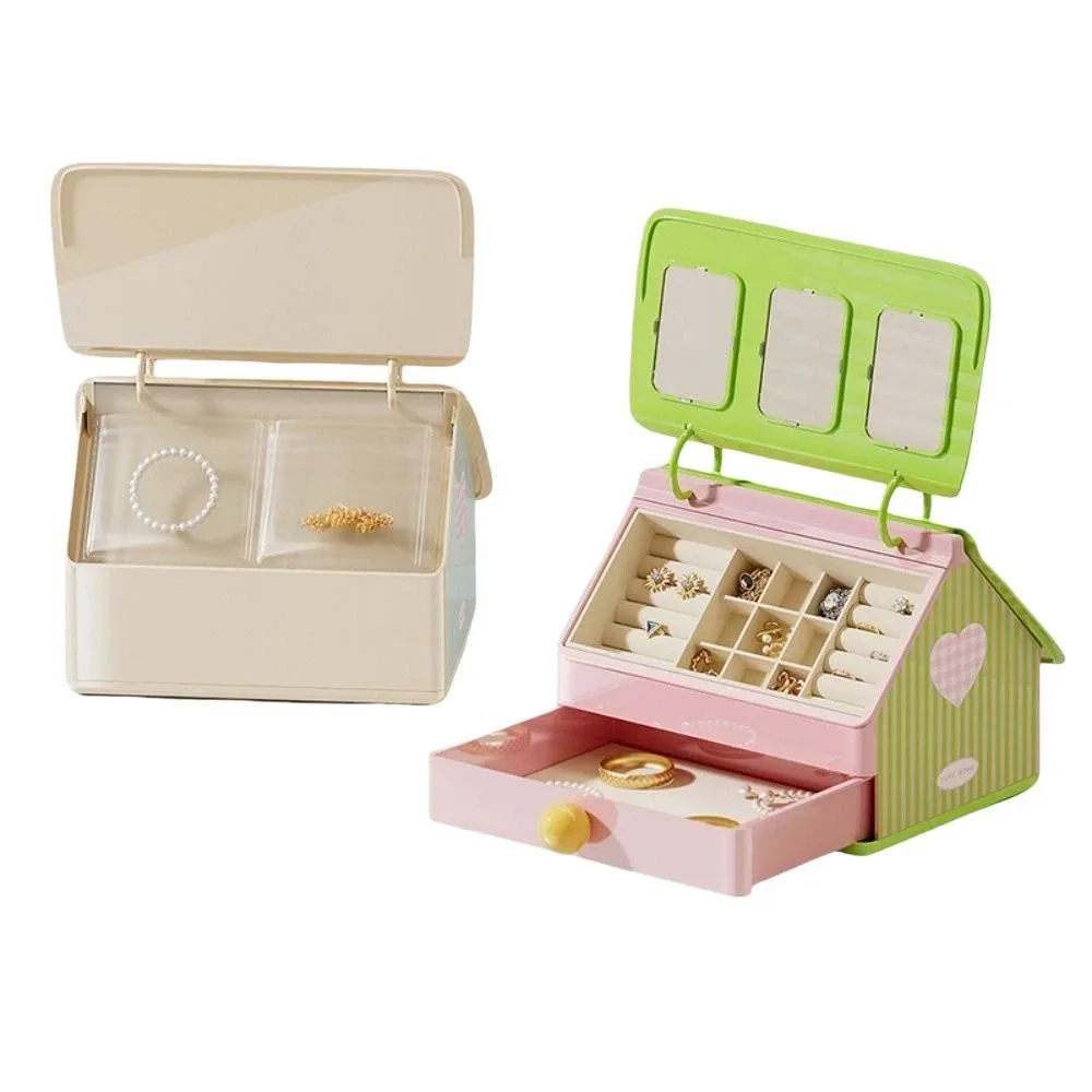 

Large Capacity Desktop Drawer Storage Box Multi-Compartment Clear Window Earrings Storage Box Macaron Colors Portable