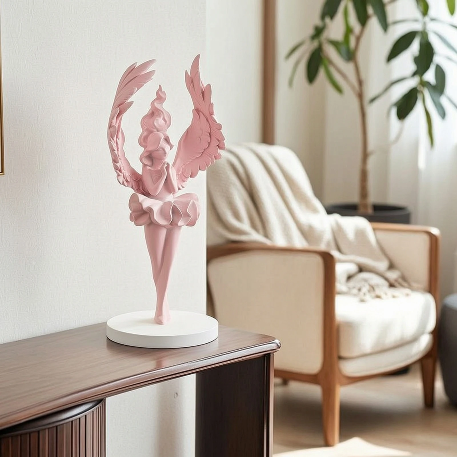 Angel Figurine Slim Praying Angel Statue Girl Statue Sculpted Elegant for Living Room, Shelf view 5