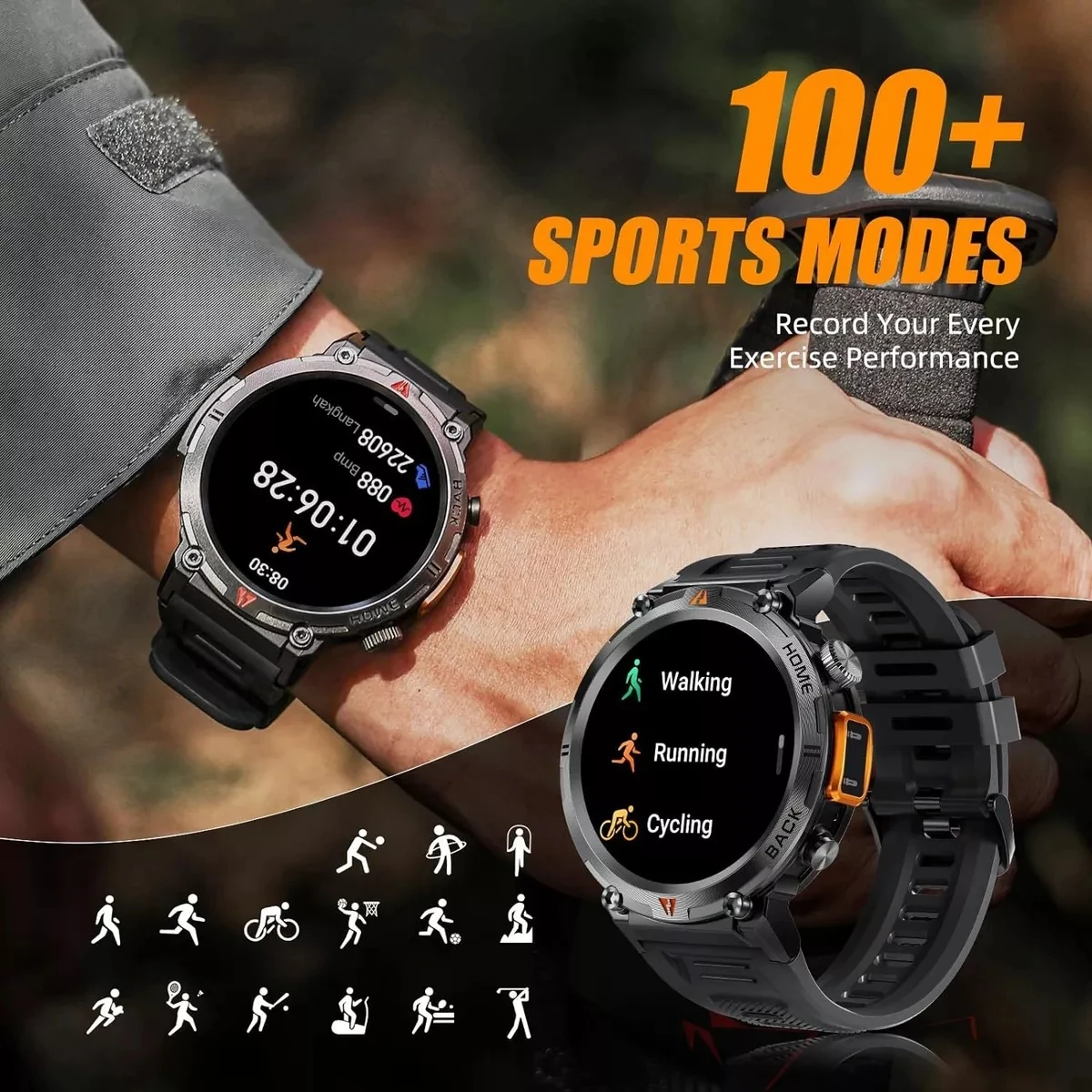 2024 neu für Xiaomi Militär Outdoor Sport Smartwatch Männer LED Licht Kompass IP68 wasserdicht GPS Track Bluetooth Anruf Smartwatch